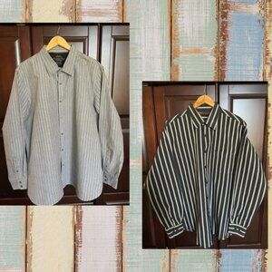 American Eagle Outfitters Perry Ellis Striped Dress Shirt Bundle of (2) Sz XXL